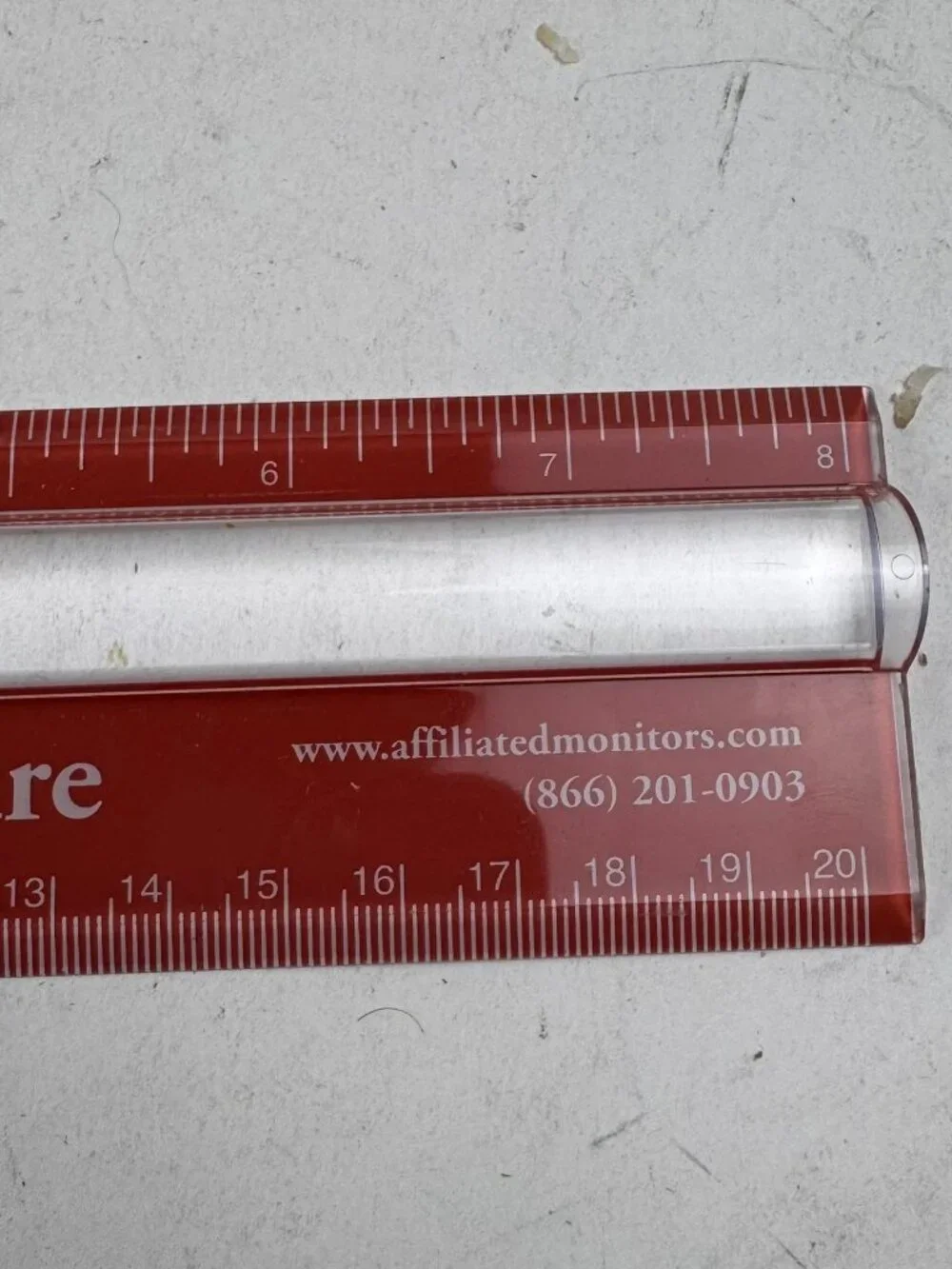 affiliated monitors red 8 inch magnifying bar ruler desk paperweight new nos